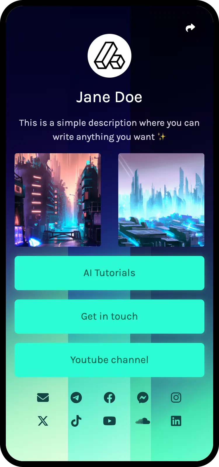 لقطة شاشة لأمثلة صفحة رابط بايو