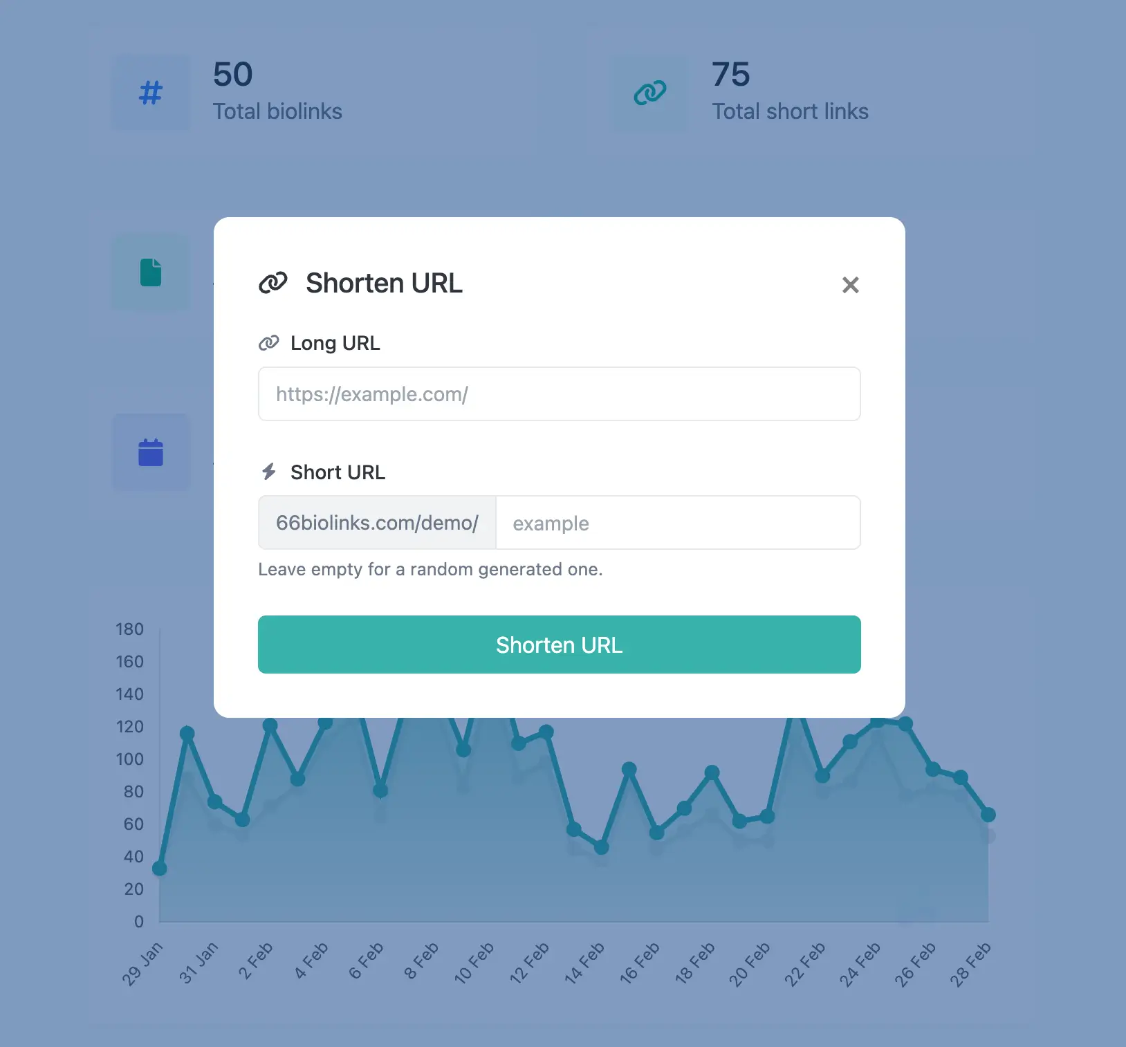 لقطة شاشة لصفحة تحرير الرابط القصير للتطبيق